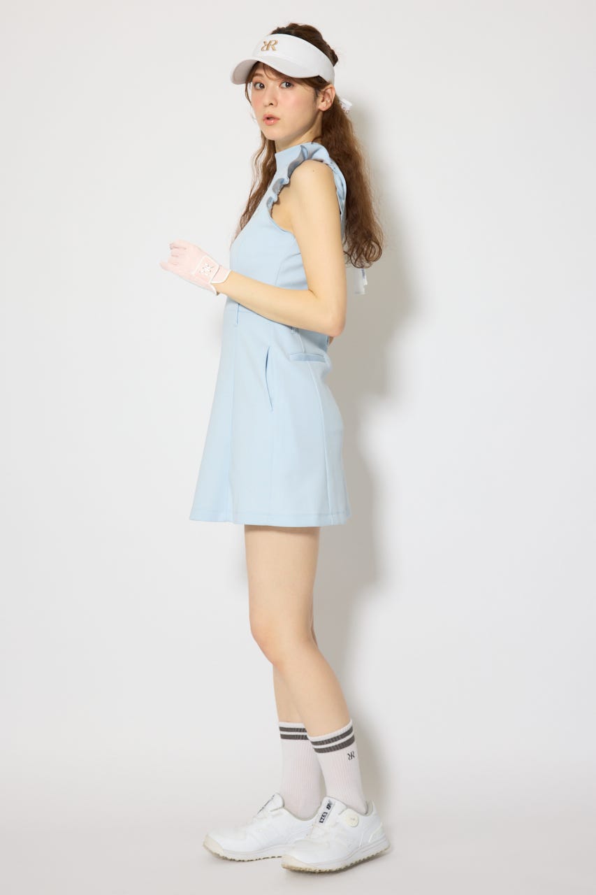 【一部店舗・WEB限定】【RIENDA GOLF】バックリボンフリルスリーブワンピース L/BLU S