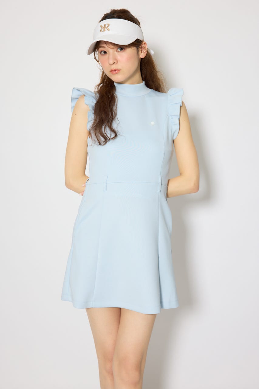 【一部店舗・WEB限定】【RIENDA GOLF】バックリボンフリルスリーブワンピース L/BLU S