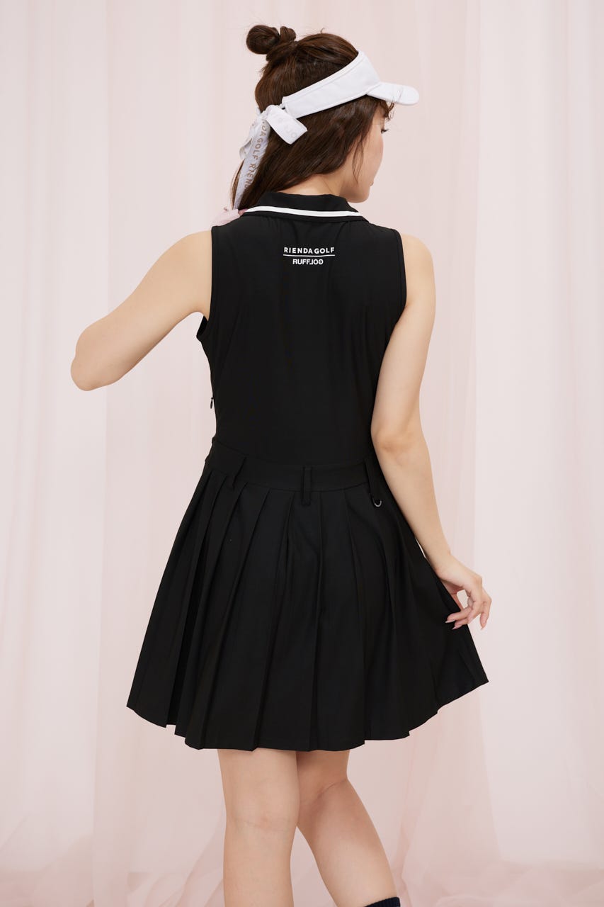 【一部店舗・WEB限定】【RIENDA GOLF】RFLG×RND HAIFZIP PLEATEDカットワンピース BLK M