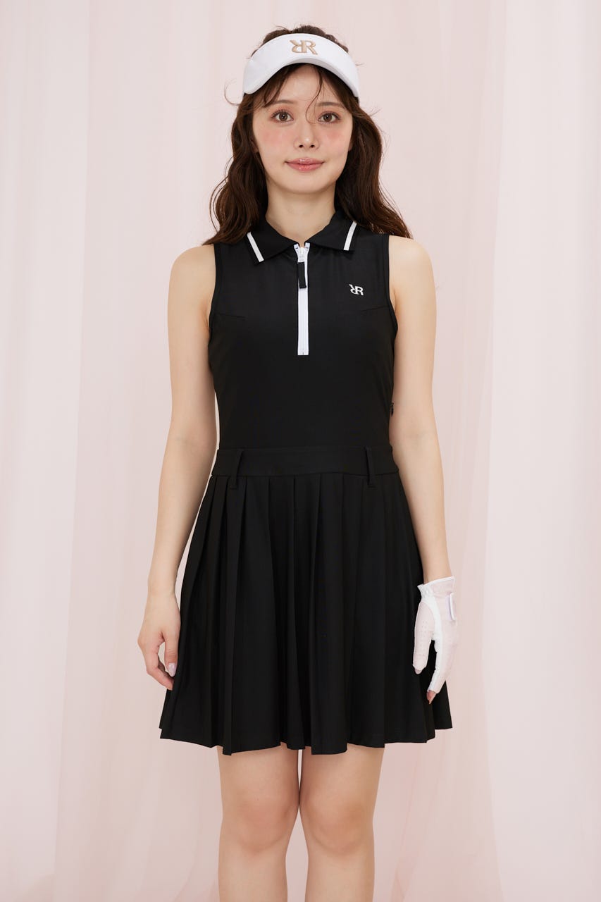 【一部店舗・WEB限定】【RIENDA GOLF】RFLG×RND HAIFZIP PLEATEDカットワンピース BLK M