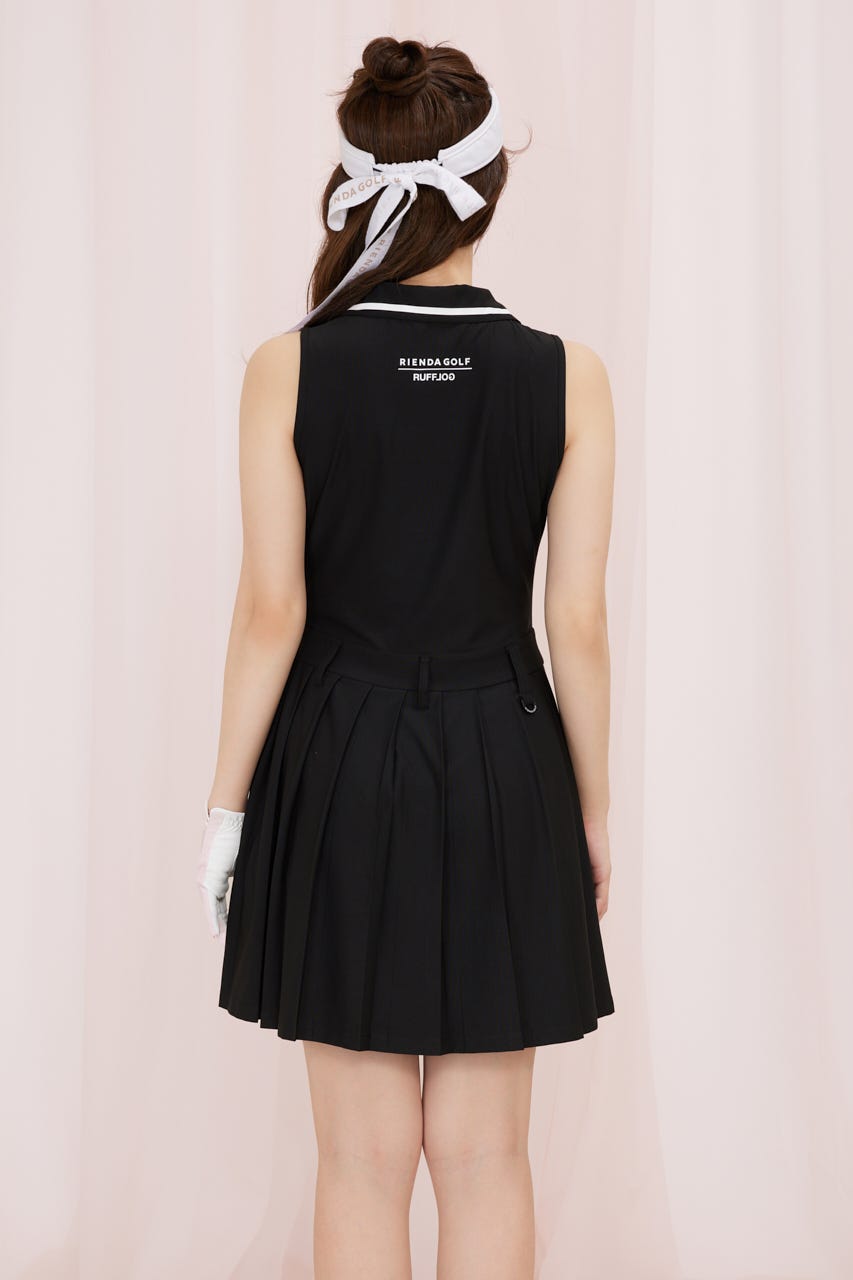 【一部店舗・WEB限定】【RIENDA GOLF】RFLG×RND HAIFZIP PLEATEDカットワンピース BLK M