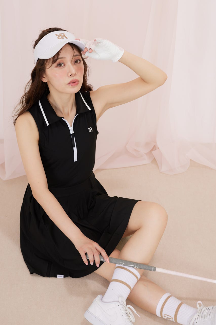 【一部店舗・WEB限定】【RIENDA GOLF】RFLG×RND HAIFZIP PLEATEDカットワンピース BLK M