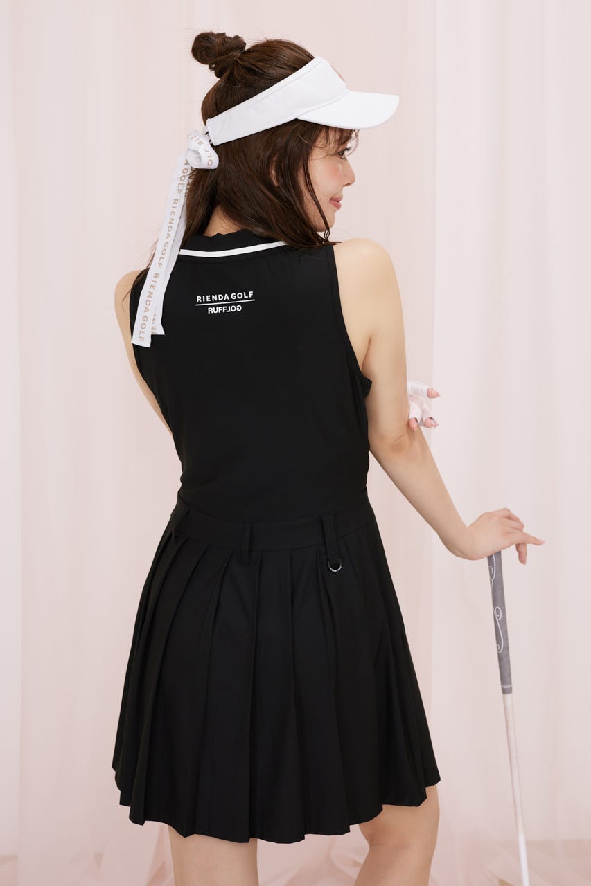 【一部店舗・WEB限定】【RIENDA GOLF】RFLG×RND HAIFZIP PLEATEDカットワンピース BLK M