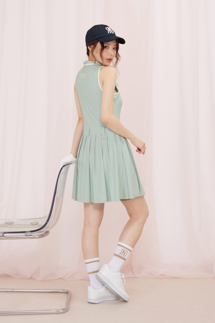 【一部店舗・WEB限定】【RIENDA GOLF】RFLG×RND HAIFZIP PLEATEDカットワンピース MINT M