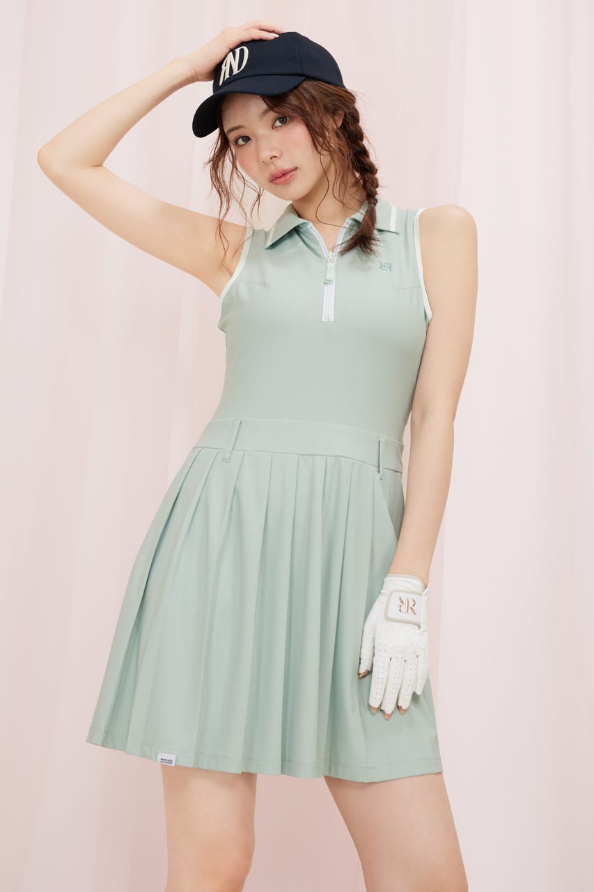 【一部店舗・WEB限定】【RIENDA GOLF】RFLG×RND HAIFZIP PLEATEDカットワンピース MINT M