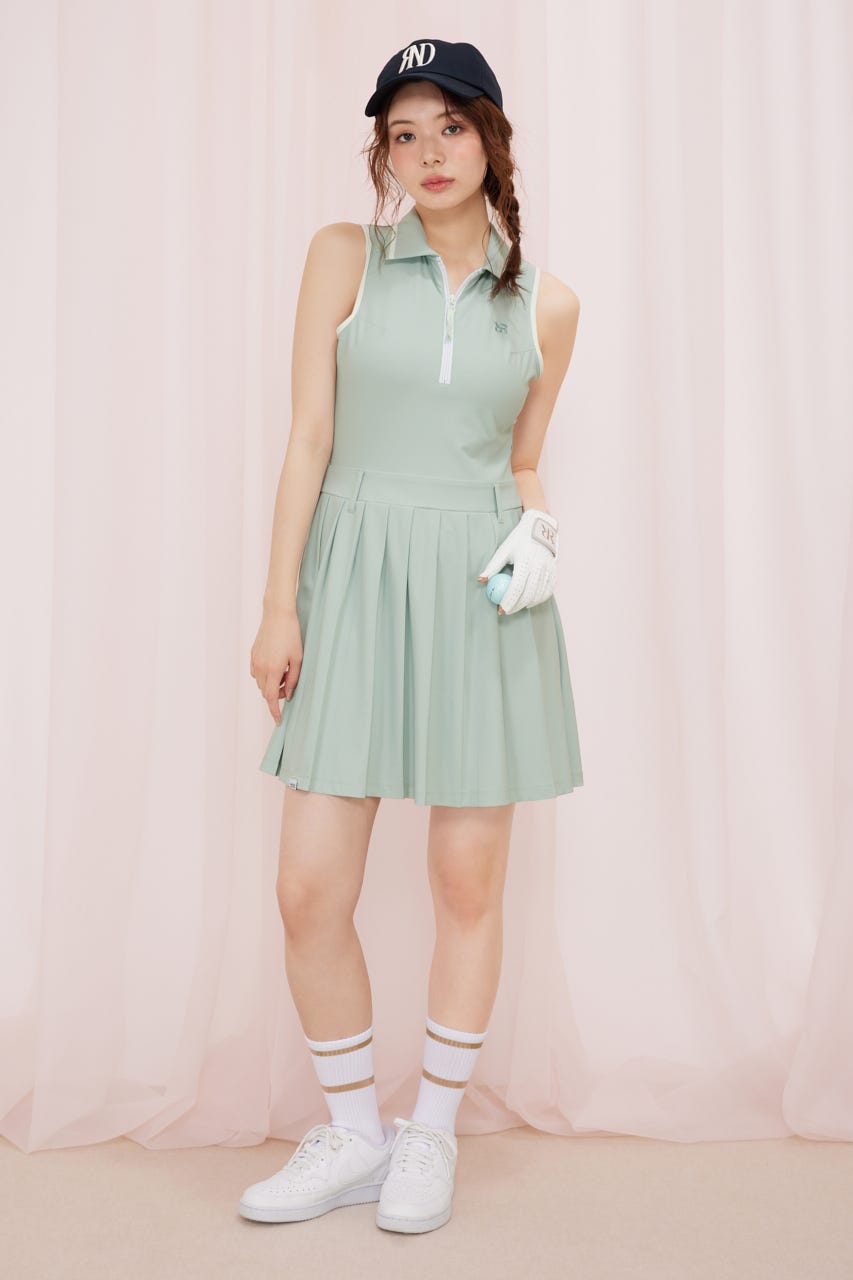 【一部店舗・WEB限定】【RIENDA GOLF】RFLG×RND HAIFZIP PLEATEDカットワンピース MINT M