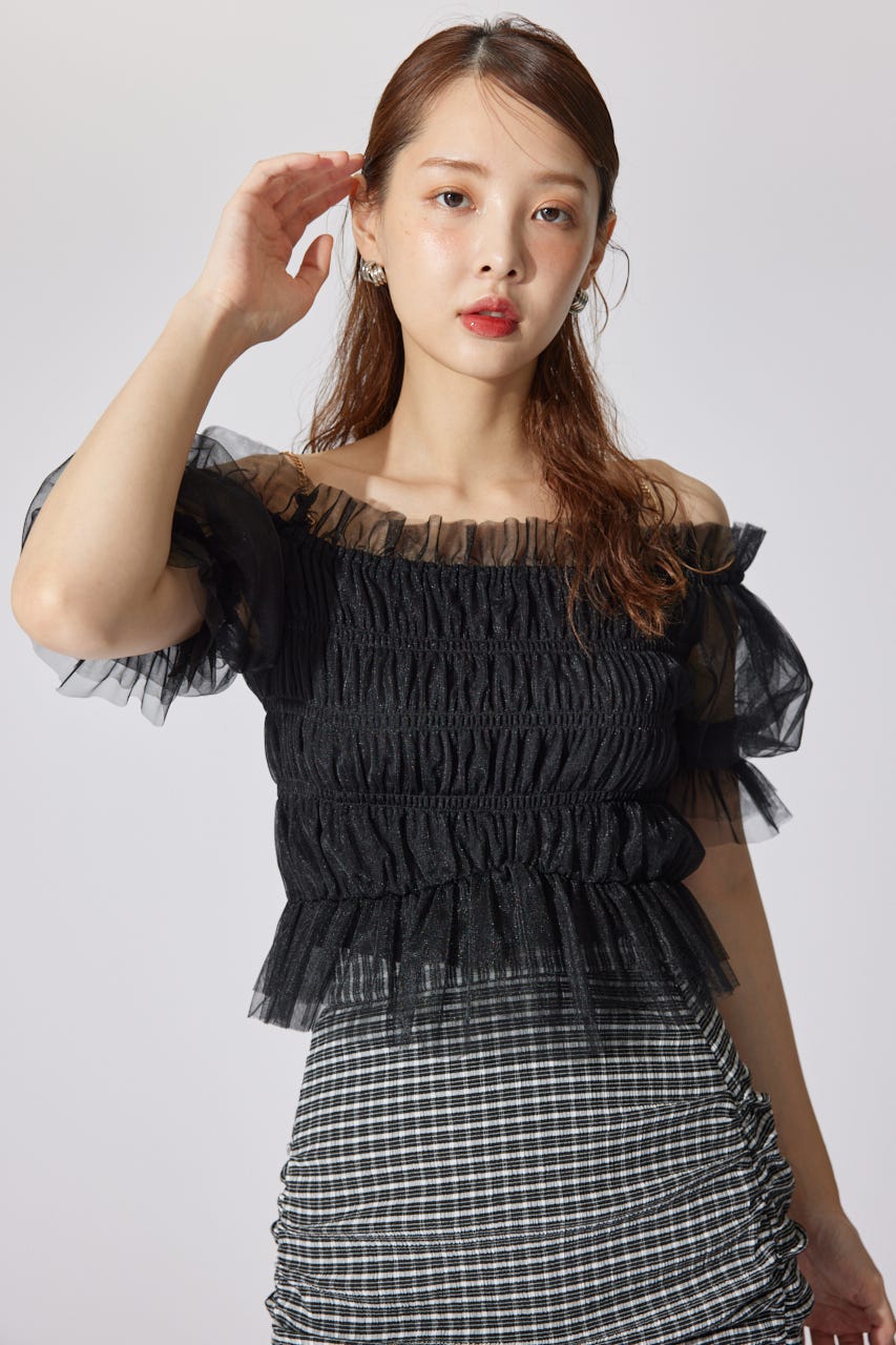 rienda | 【AKB48 水島美結さん着用】シアーオフショルショート