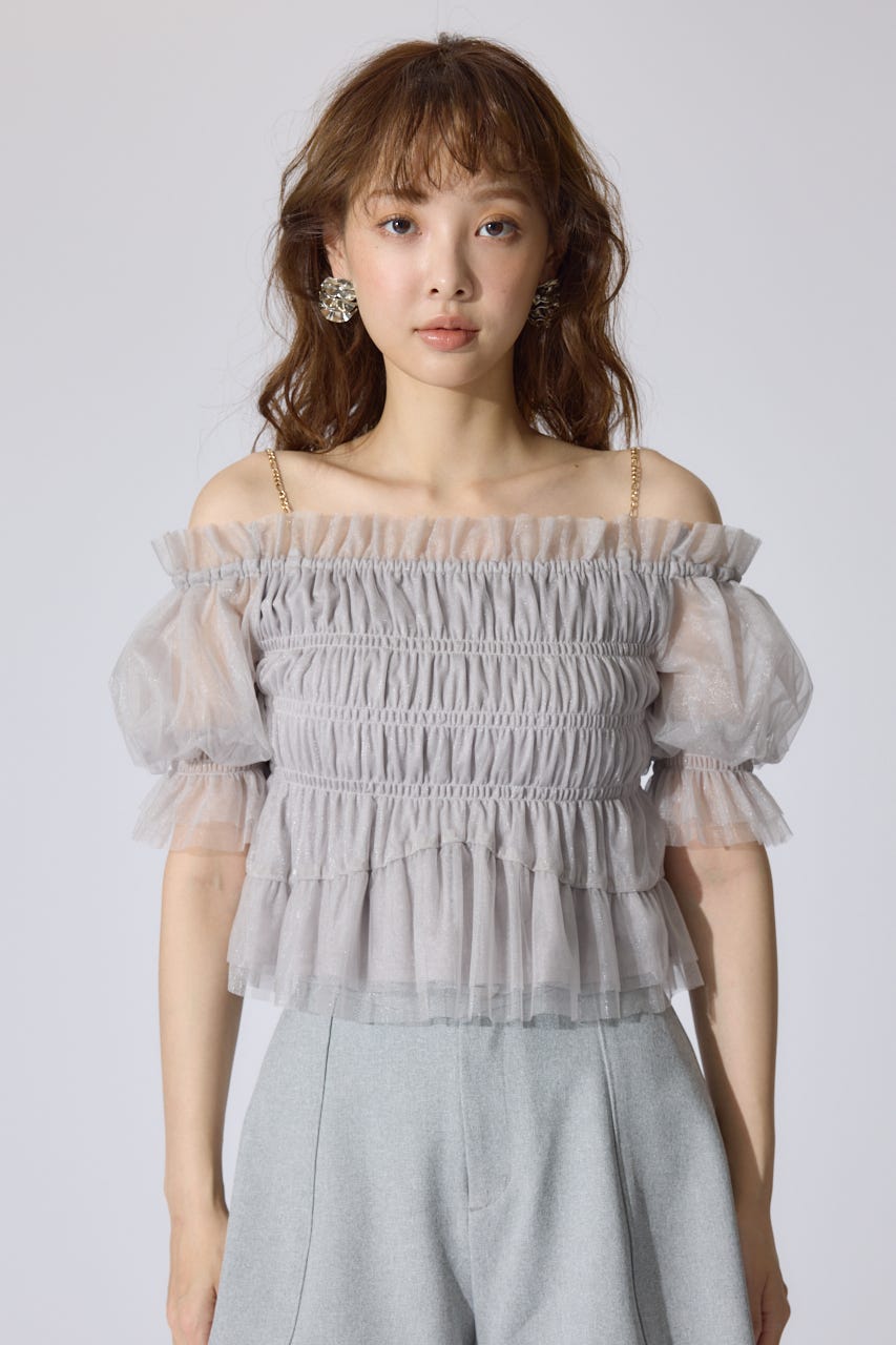 rienda | 【AKB48 水島美結さん着用】シアーオフショルショート