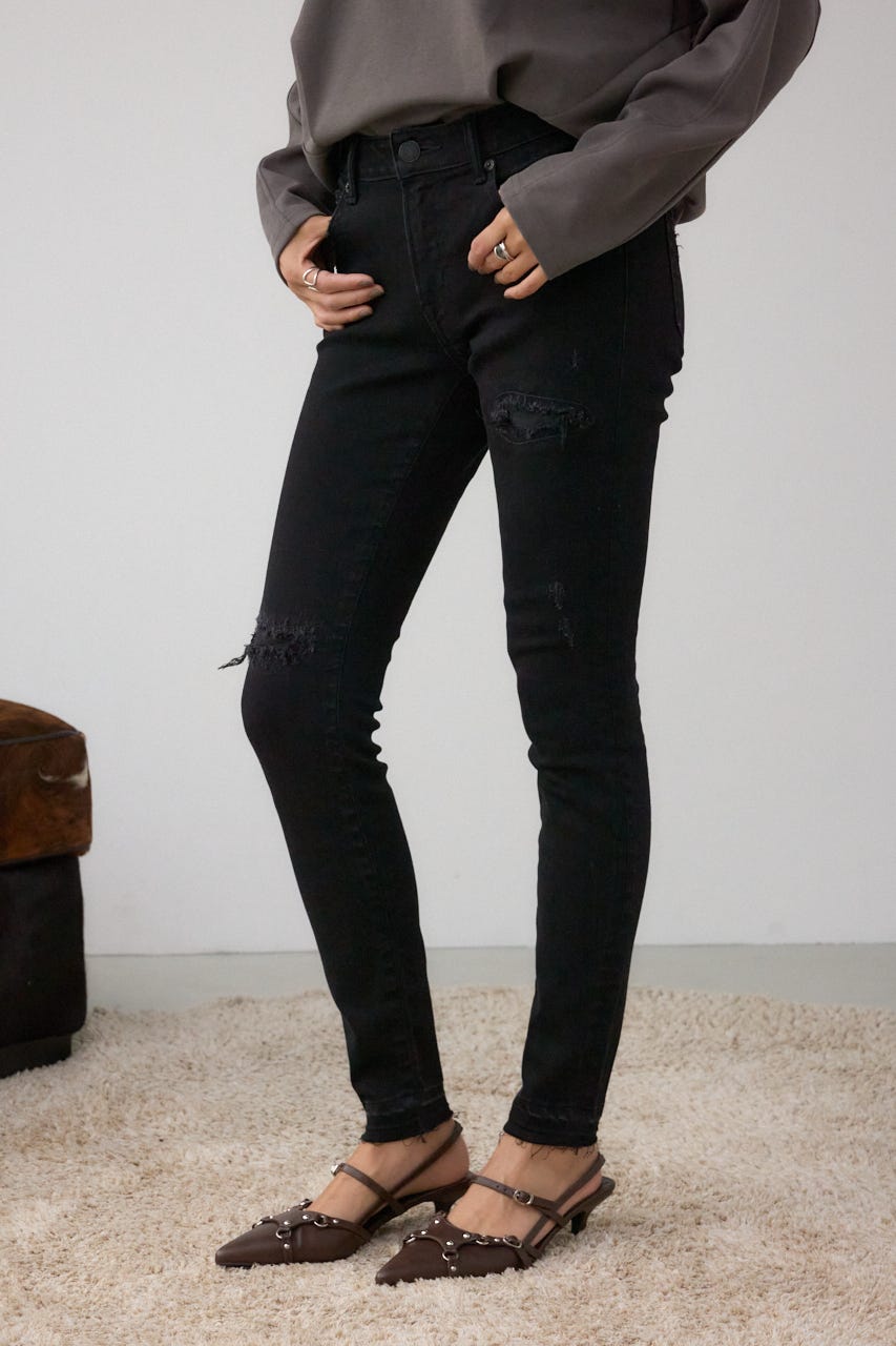 AZUL DENIM リペアスキニーデニム BLK XS