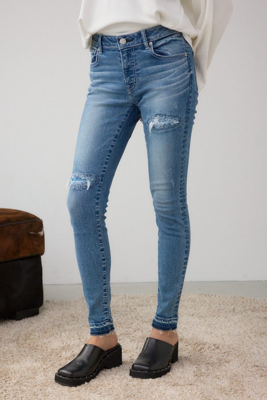AZUL DENIM リペアスキニーデニム BLU L