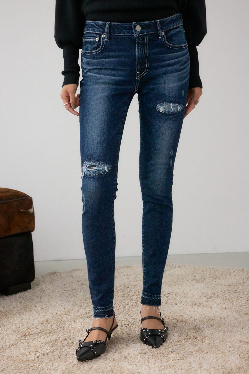 AZUL DENIM リペアスキニーデニム D/BLU L