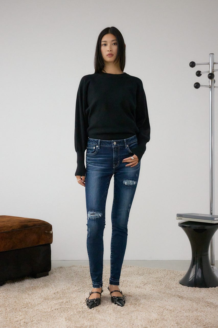 AZUL DENIM リペアスキニーデニム D/BLU L