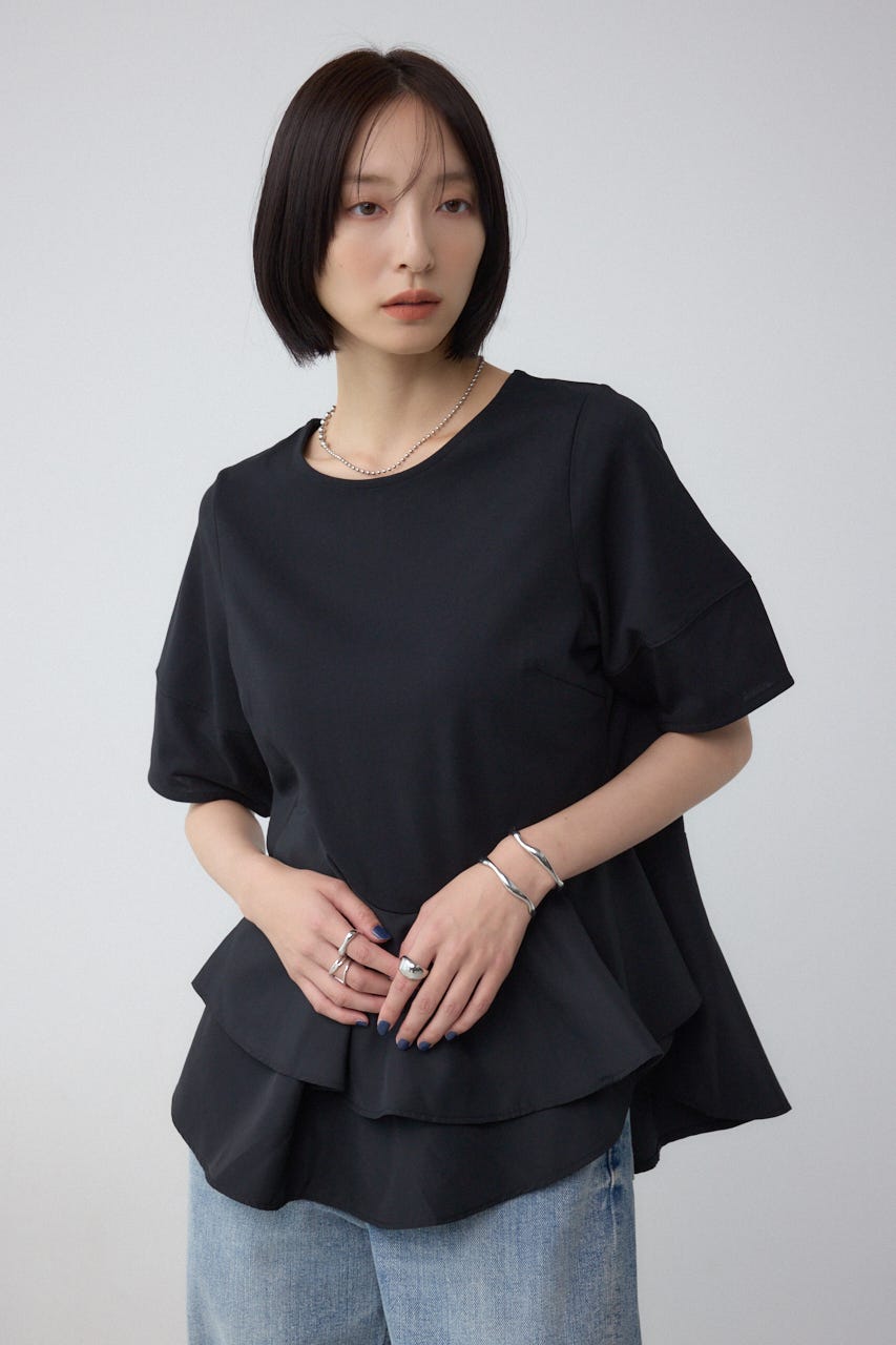 ペプラムカットフレアトップス BLK FREE