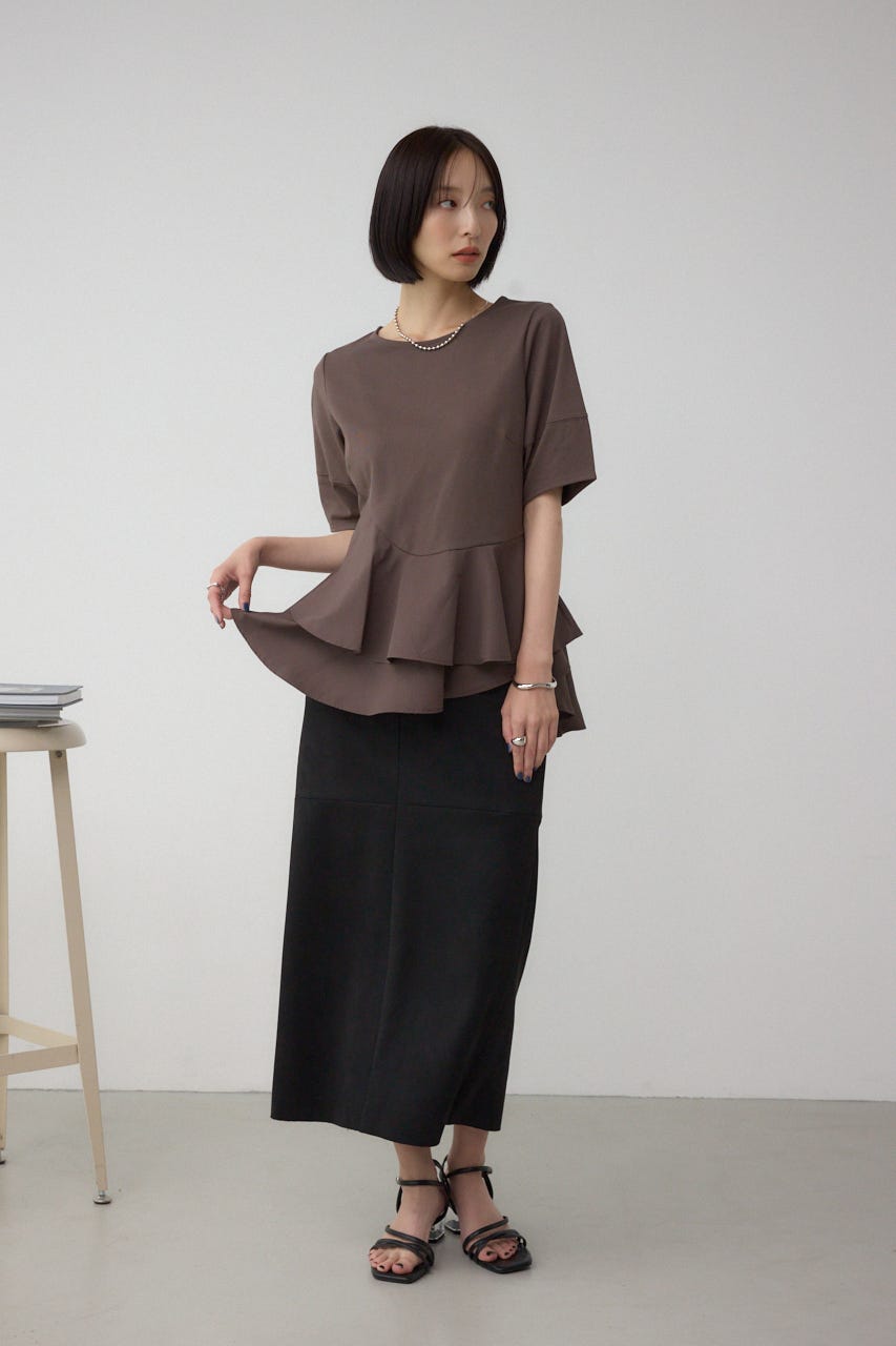 ペプラムカットフレアトップス BRN FREE