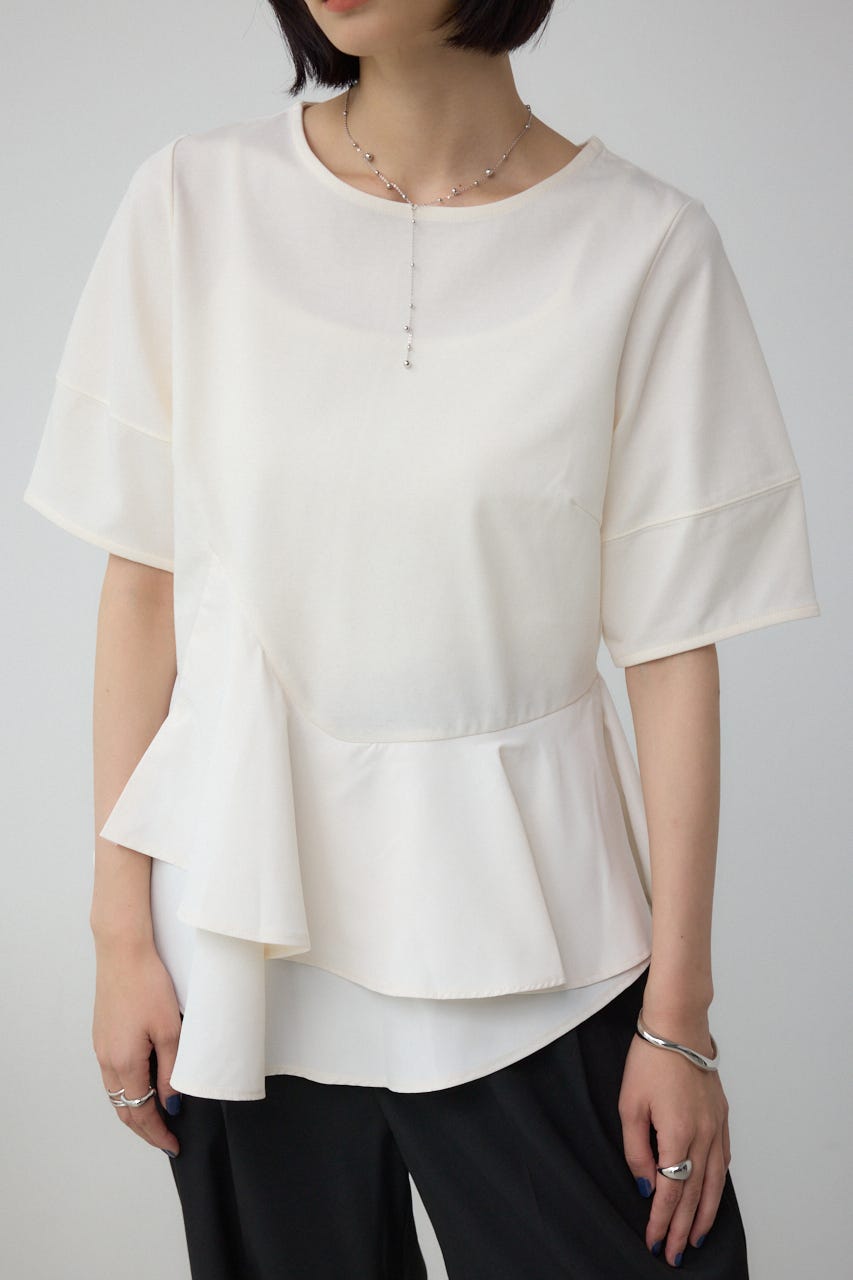 Sonoアイボリー フレアトップス　フリーサイズ AZUL BY MOUSSY | ペプラムカットフレアトップス (Tシャツ・カットソー