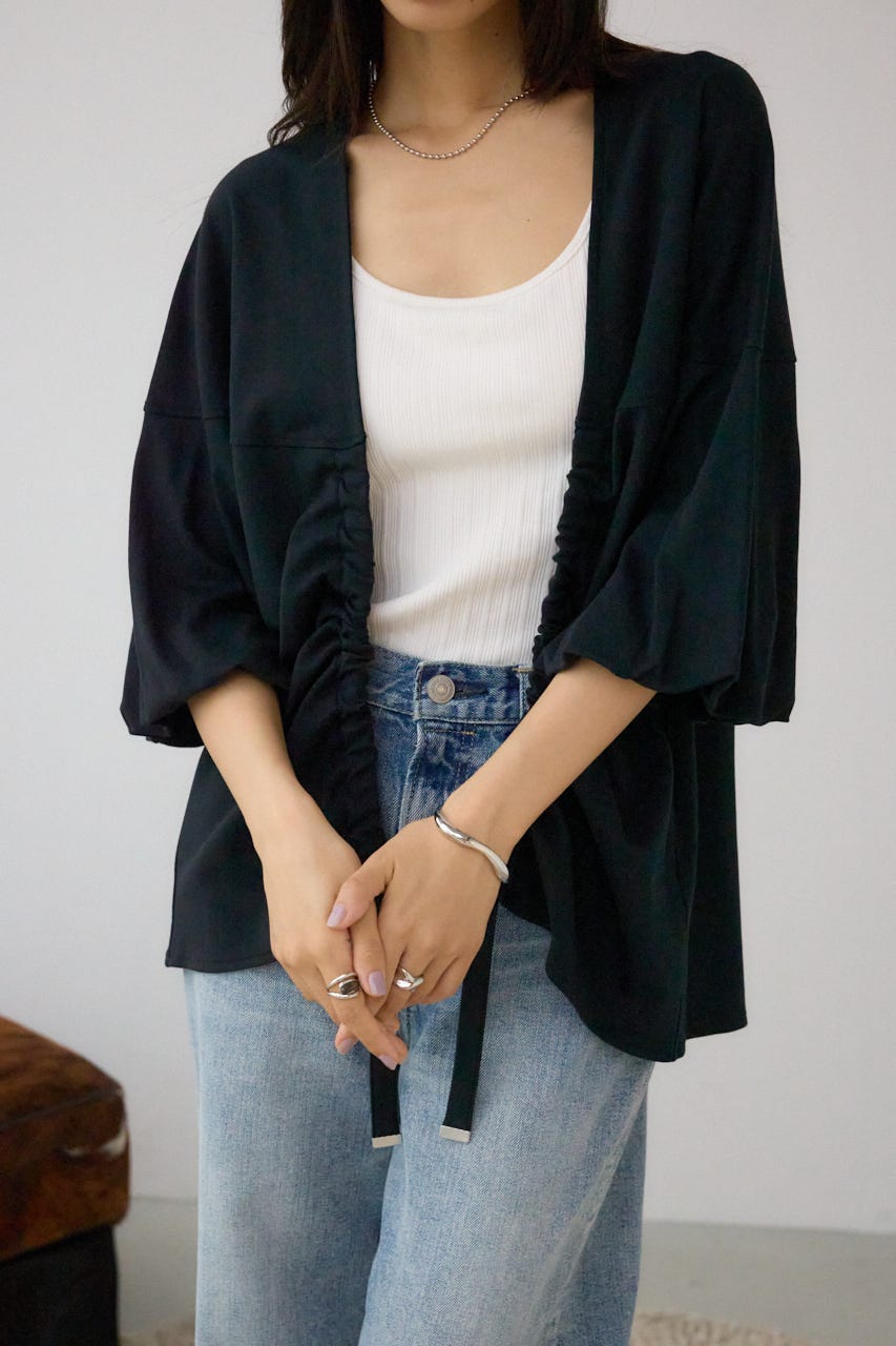 ドロストトッパーカーディガン BLK FREE