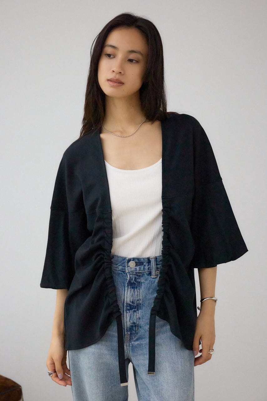 ドロストトッパーカーディガン BLK FREE