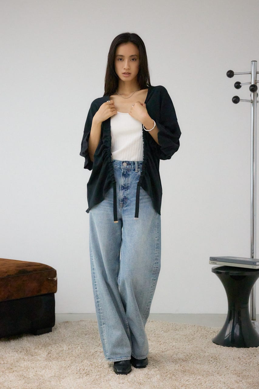 ドロストトッパーカーディガン BLK FREE