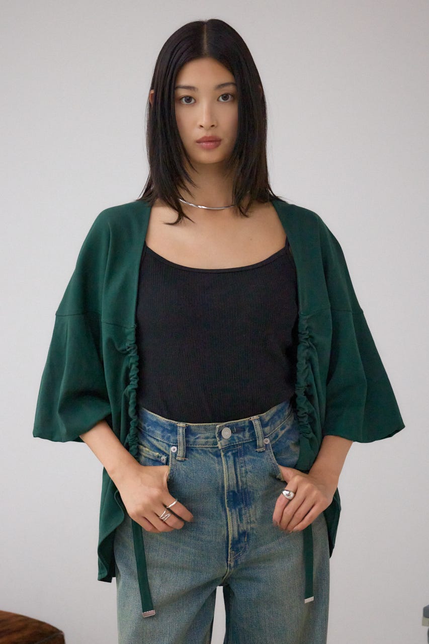 ドロストトッパーカーディガン D/GRN FREE