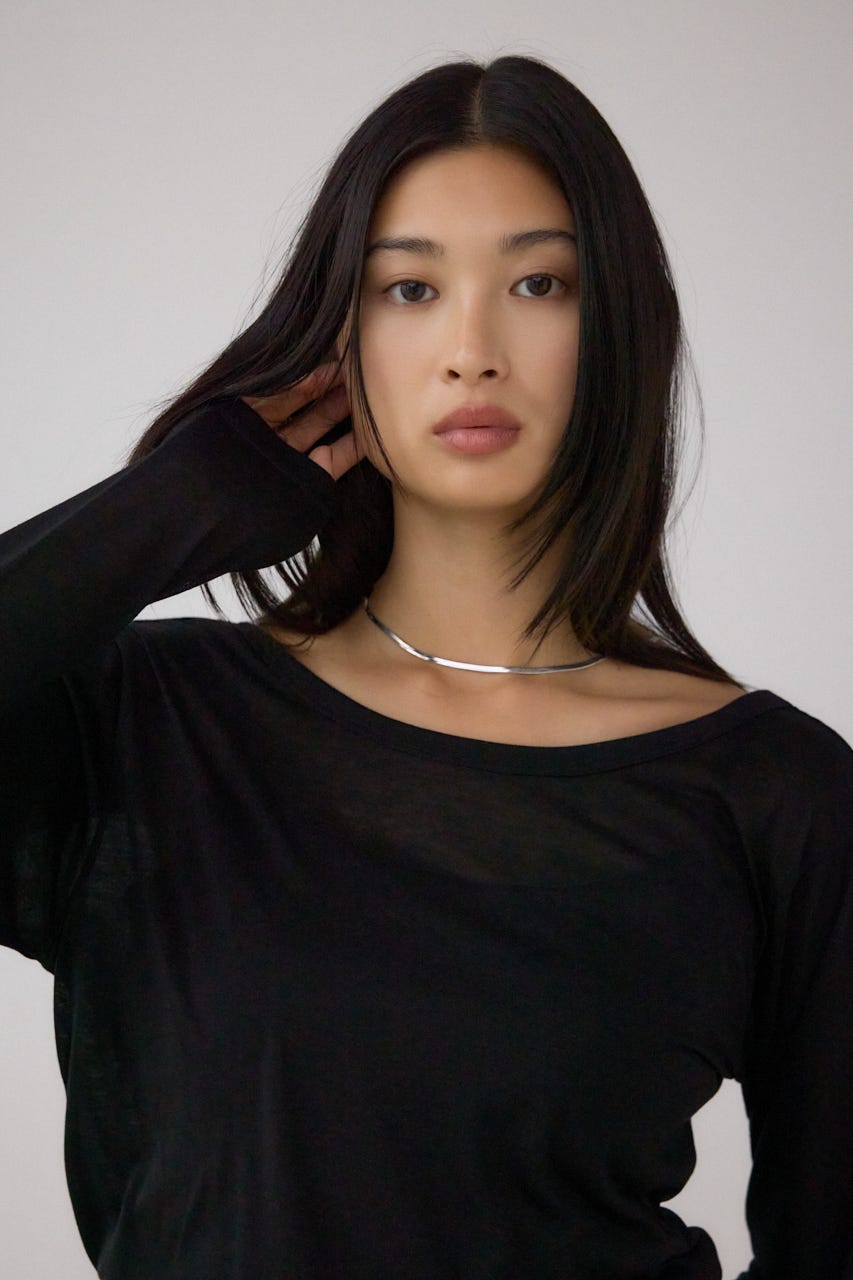 シアーロングスリーブTシャツ BLK FREE