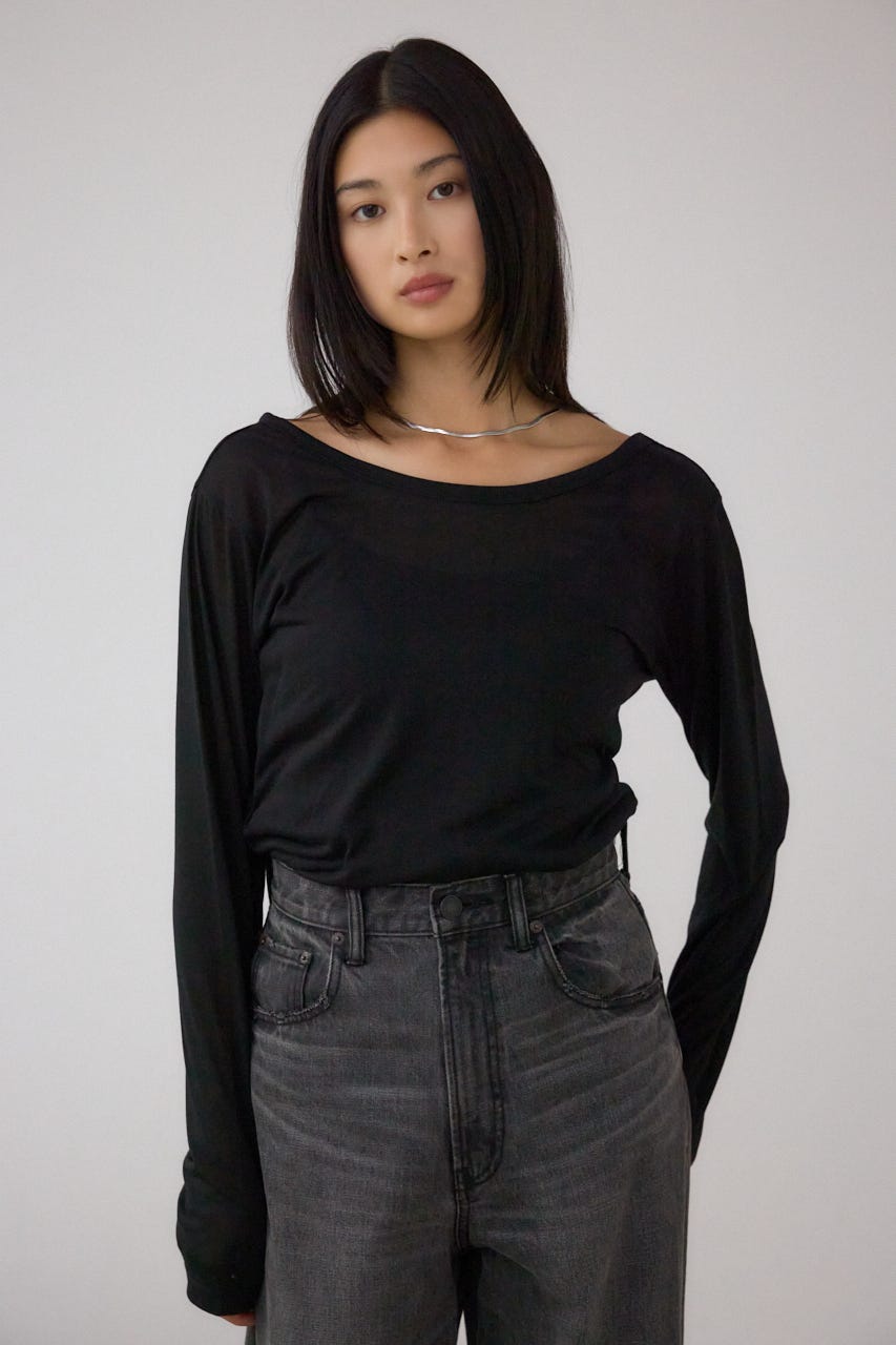 シアーロングスリーブTシャツ BLK FREE