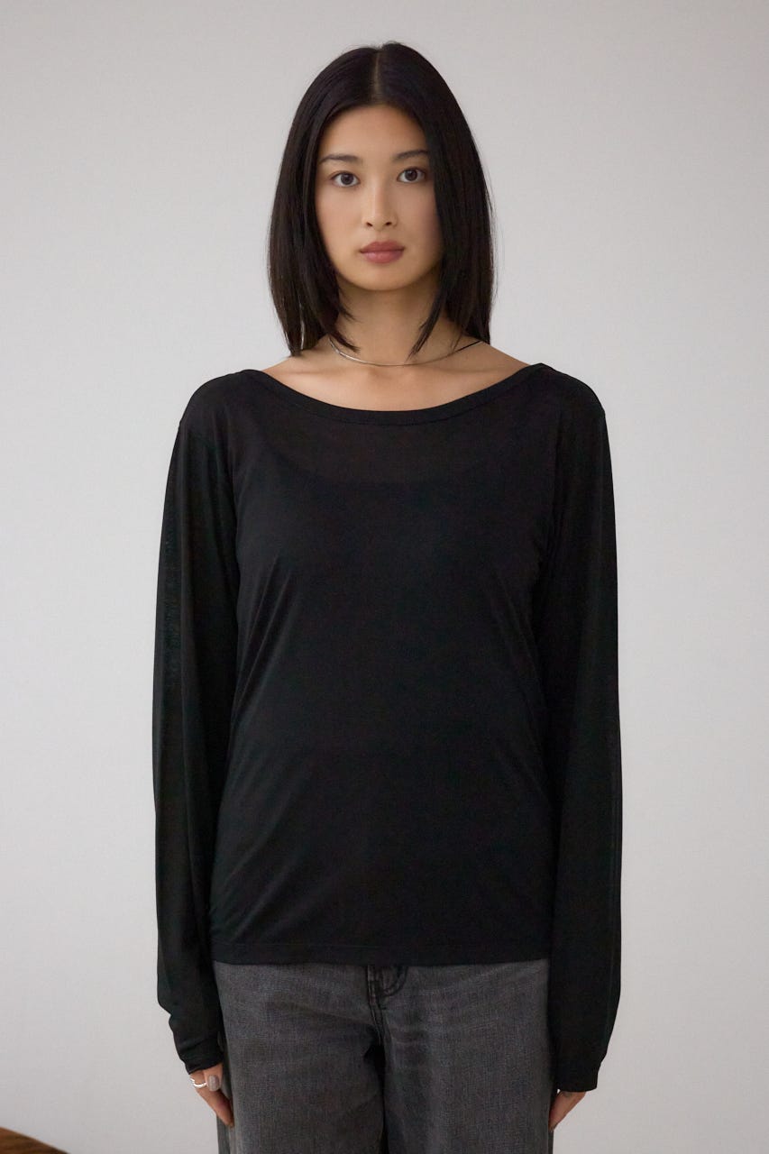 シアーロングスリーブTシャツ BLK FREE