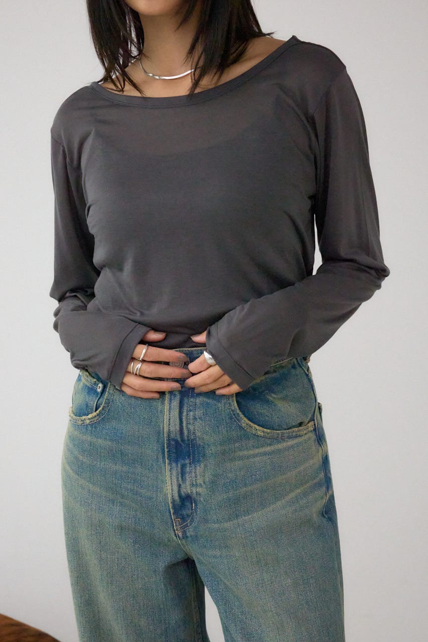 シアーロングスリーブTシャツ C.GRY FREE