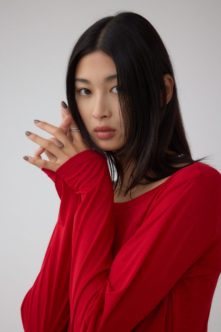 シアーロングスリーブTシャツ RED FREE