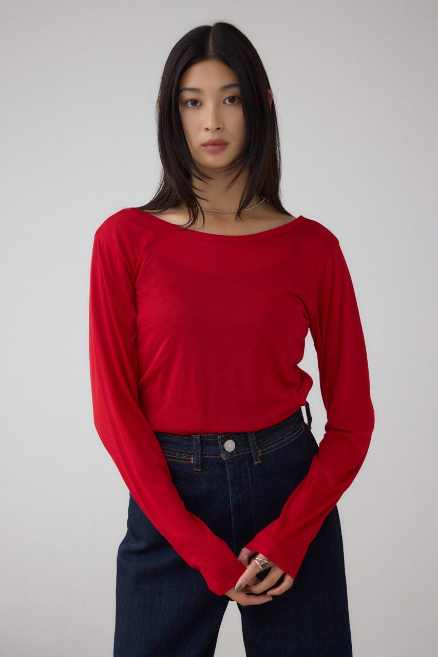 シアーロングスリーブTシャツ RED FREE