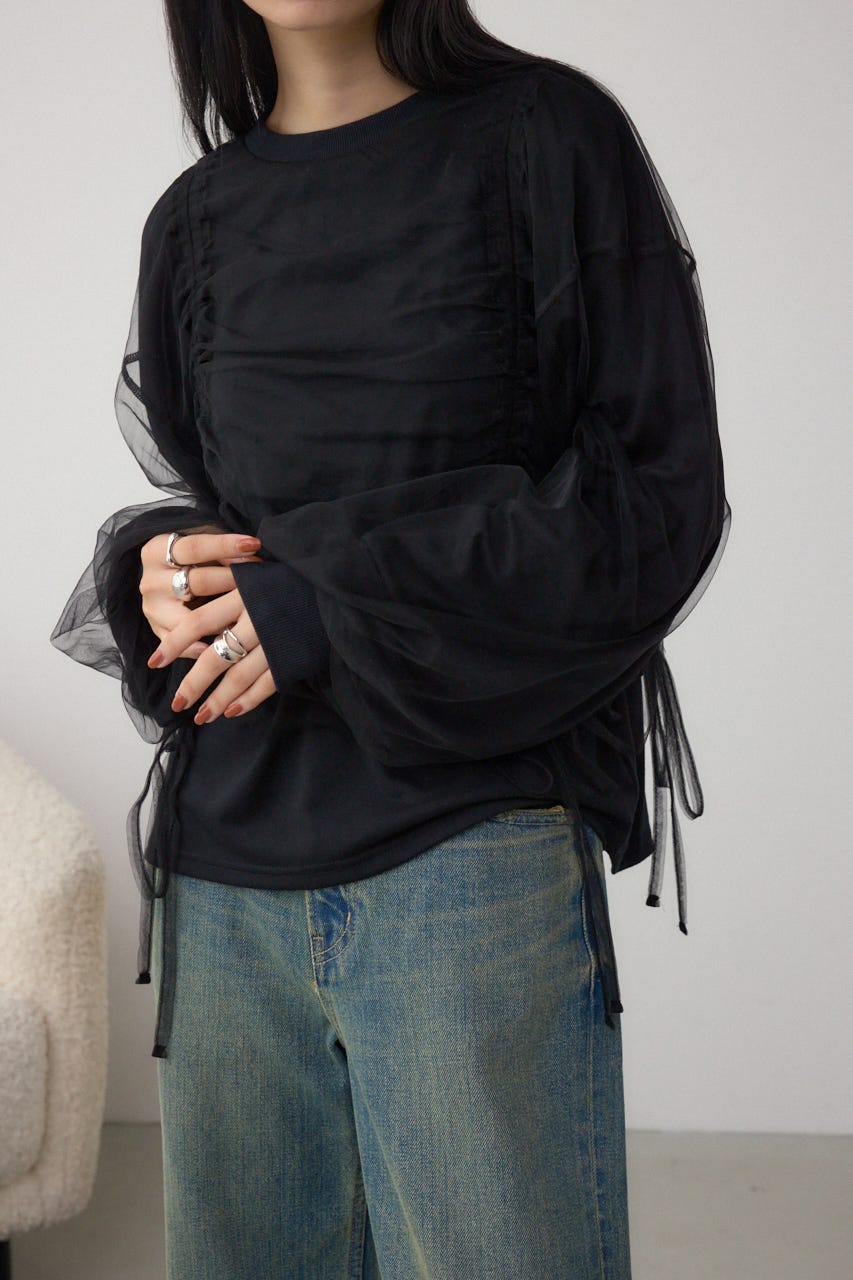 チュールレイヤードトップス BLK FREE