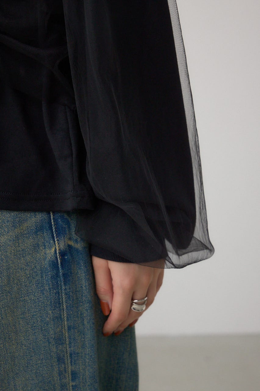 チュールレイヤードトップス BLK FREE