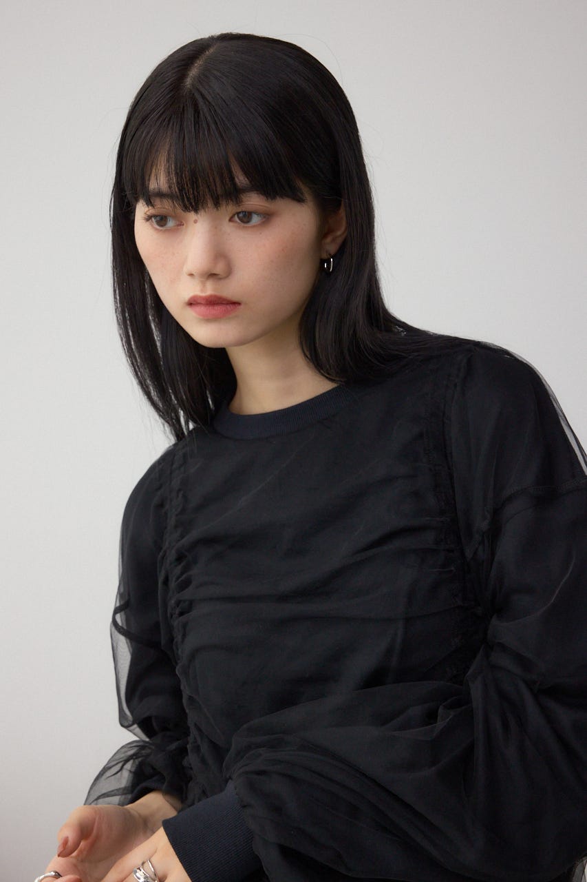 チュールレイヤードトップス BLK FREE