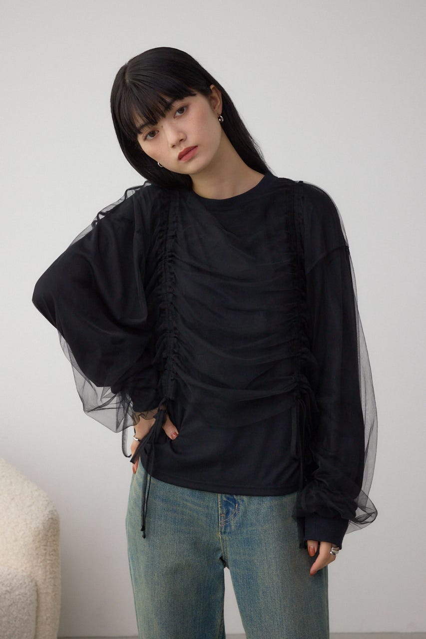 チュールレイヤードトップス BLK FREE