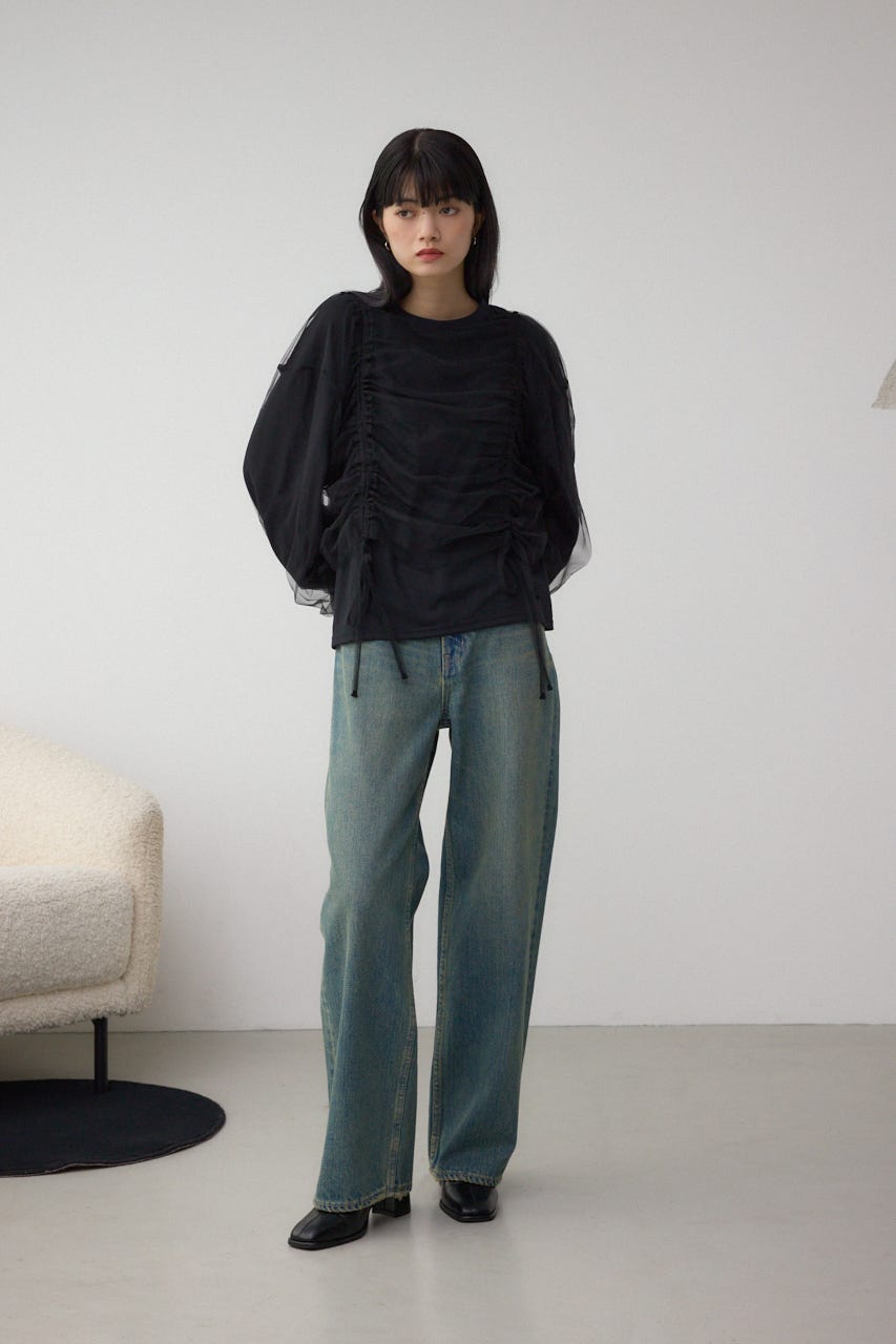 チュールレイヤードトップス BLK FREE