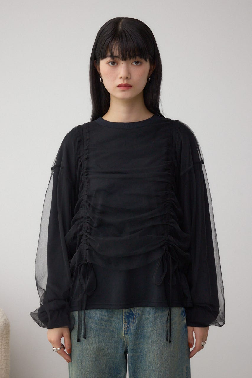 チュールレイヤードトップス BLK FREE