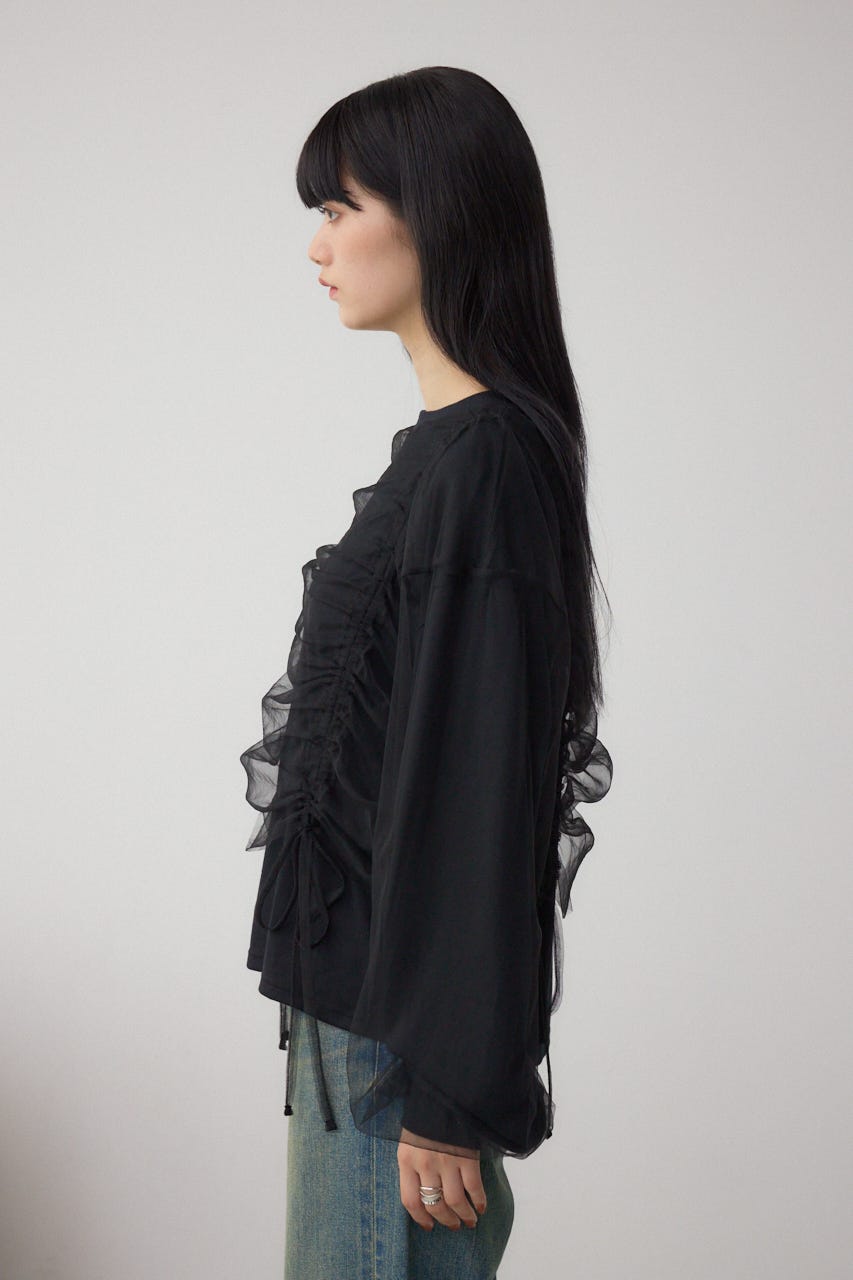 チュールレイヤードトップス BLK FREE