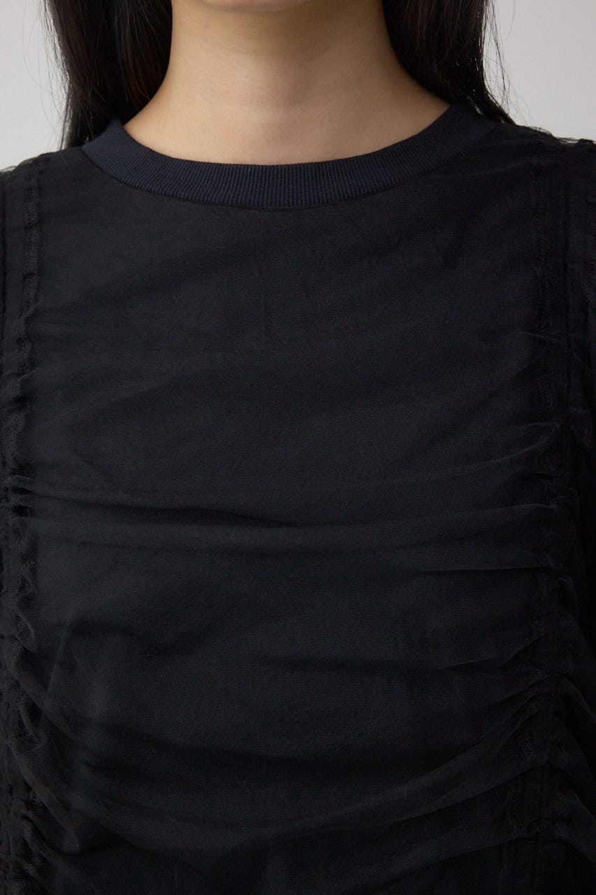 チュールレイヤードトップス BLK FREE