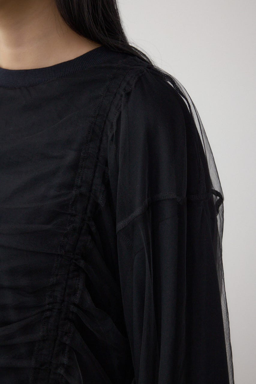 チュールレイヤードトップス BLK FREE