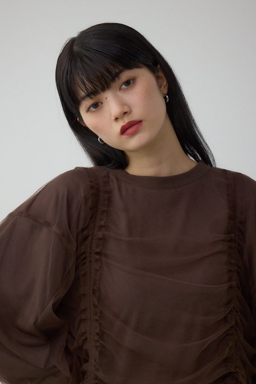 チュールレイヤードトップス BRN FREE