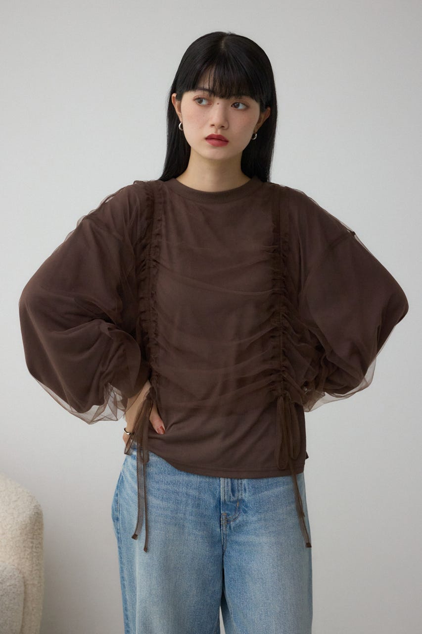 チュールレイヤードトップス BRN FREE
