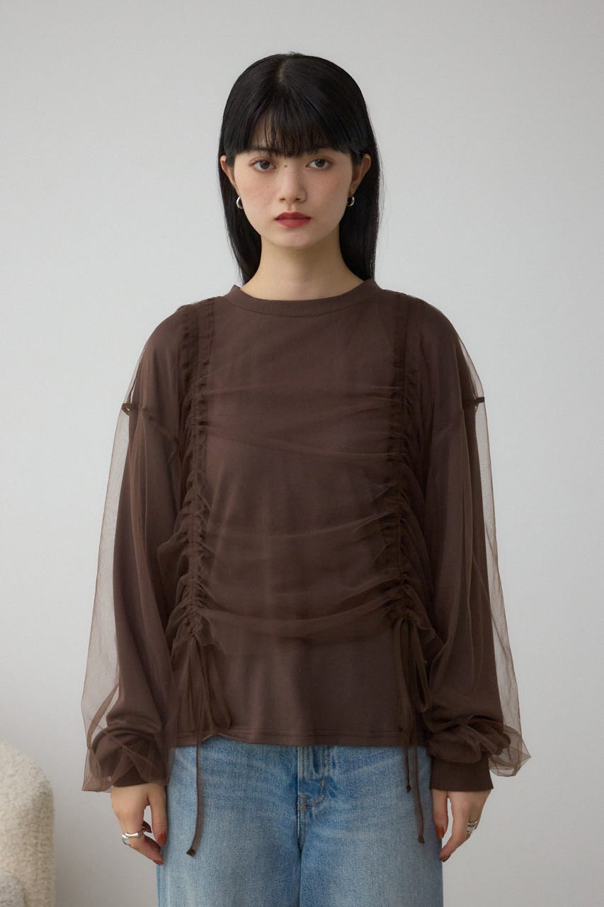 チュールレイヤードトップス BRN FREE
