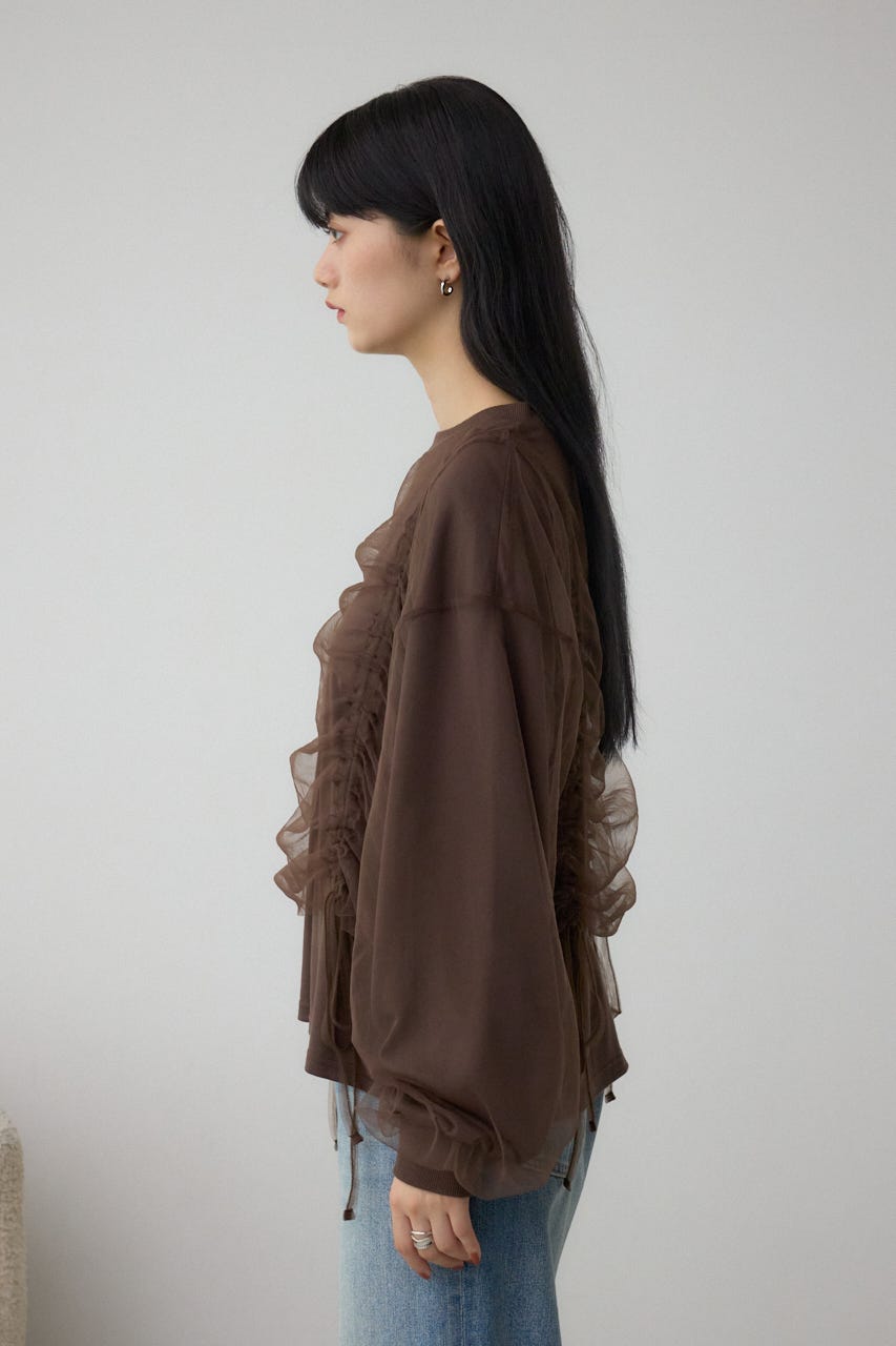 チュールレイヤードトップス BRN FREE