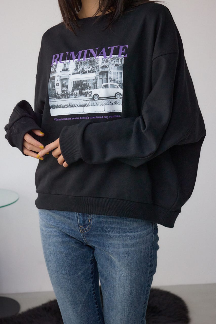 フォトプリントスウェット BLK FREE