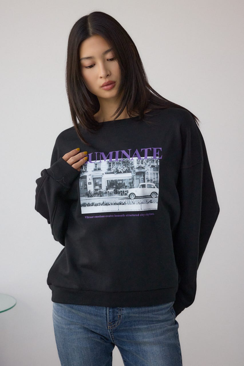 フォトプリントスウェット BLK FREE