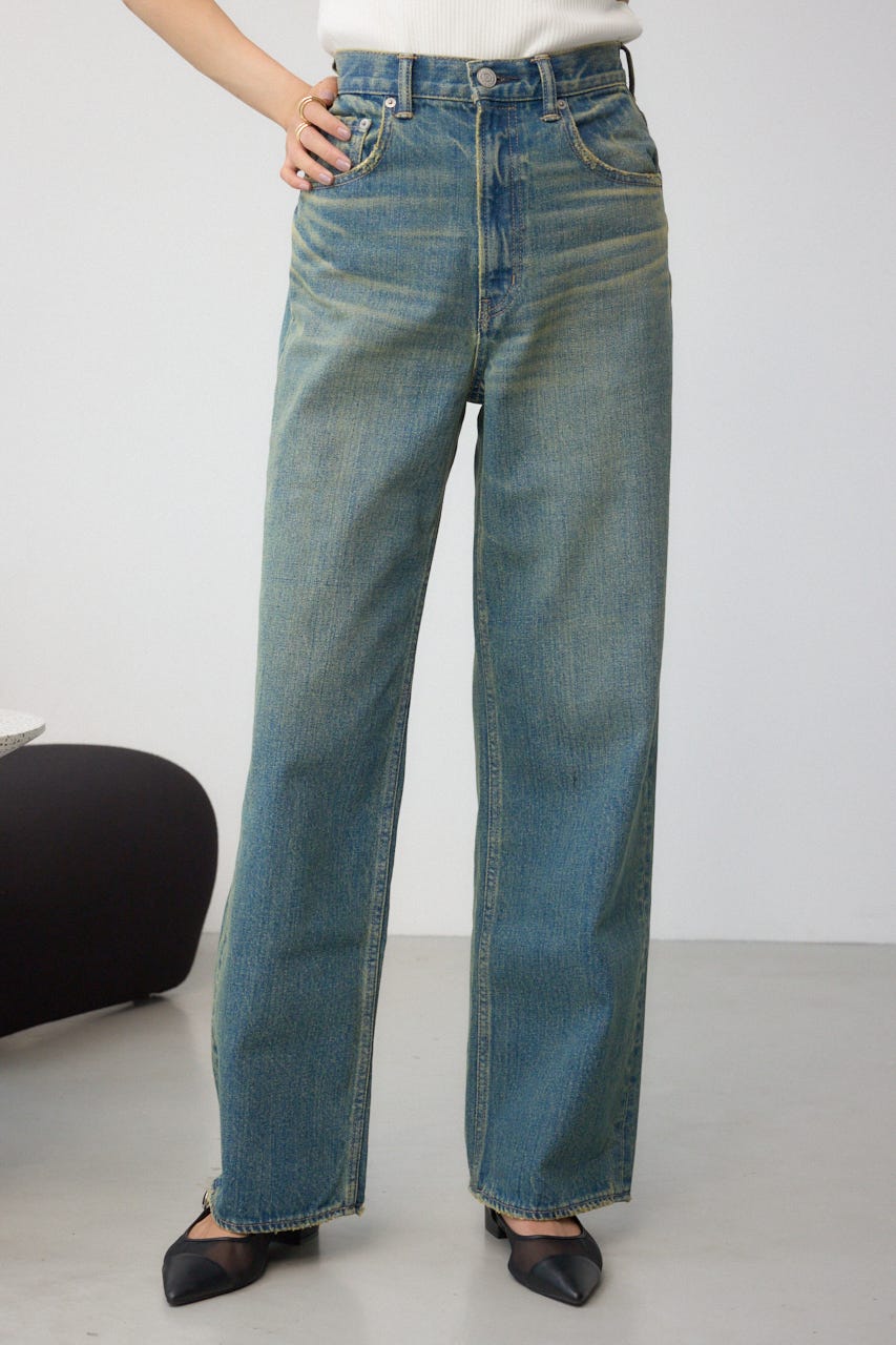 AZUL DENIM ハイウエストワイドロング丈 BLU S