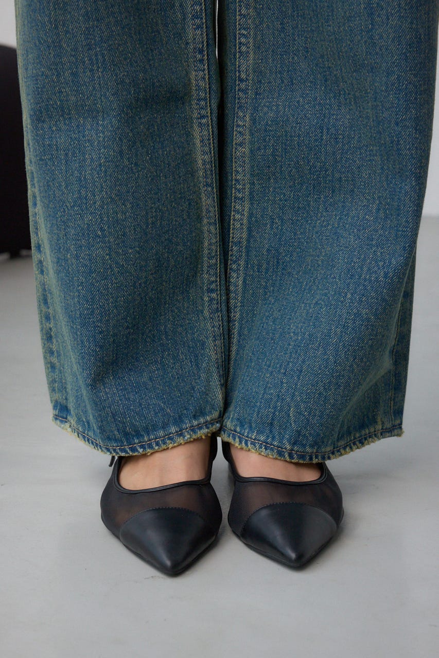 AZUL DENIM ハイウエストワイドロング丈 BLU S
