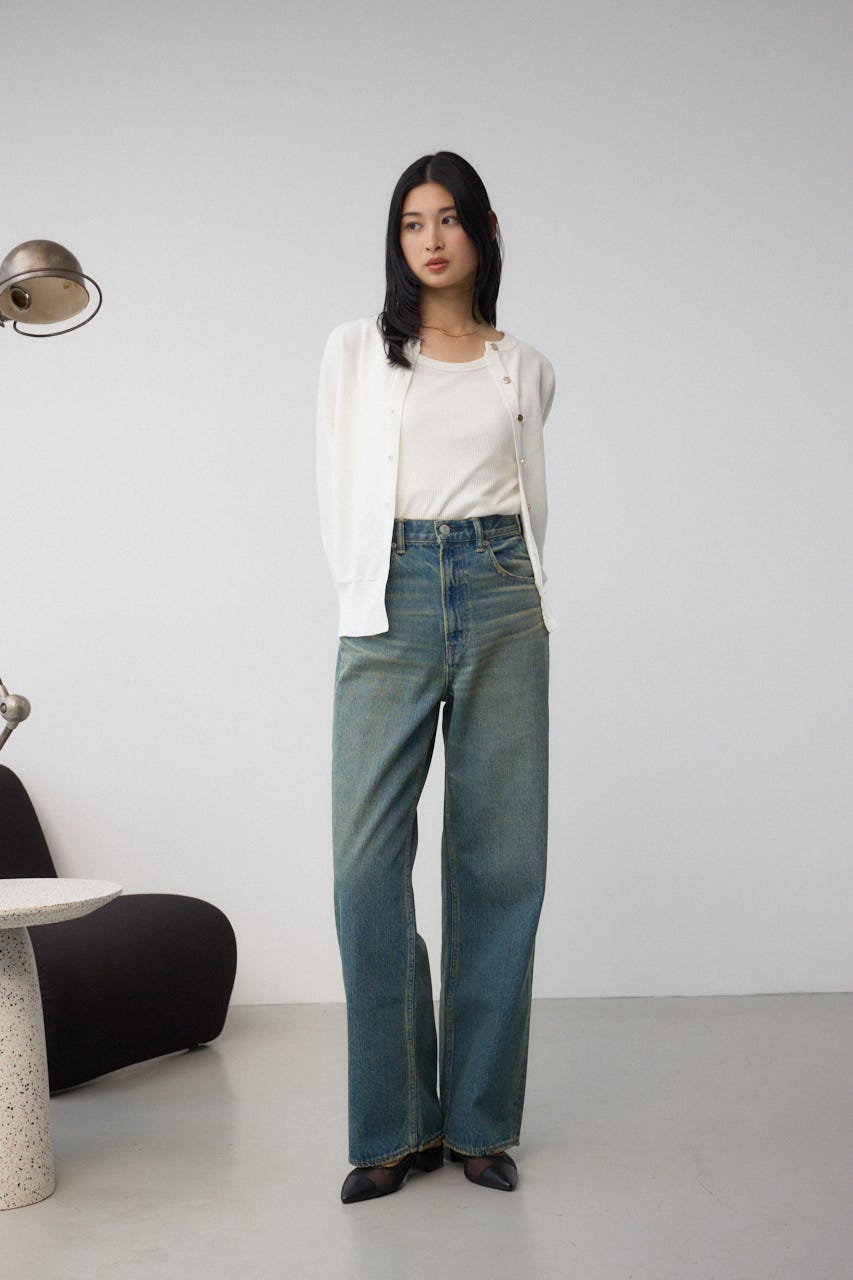 AZUL DENIM ハイウエストワイドロング丈 BLU S