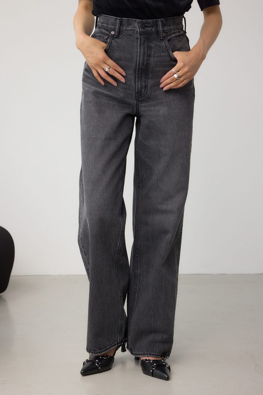 AZUL DENIM ハイウエストワイドロング丈 L/BLK S