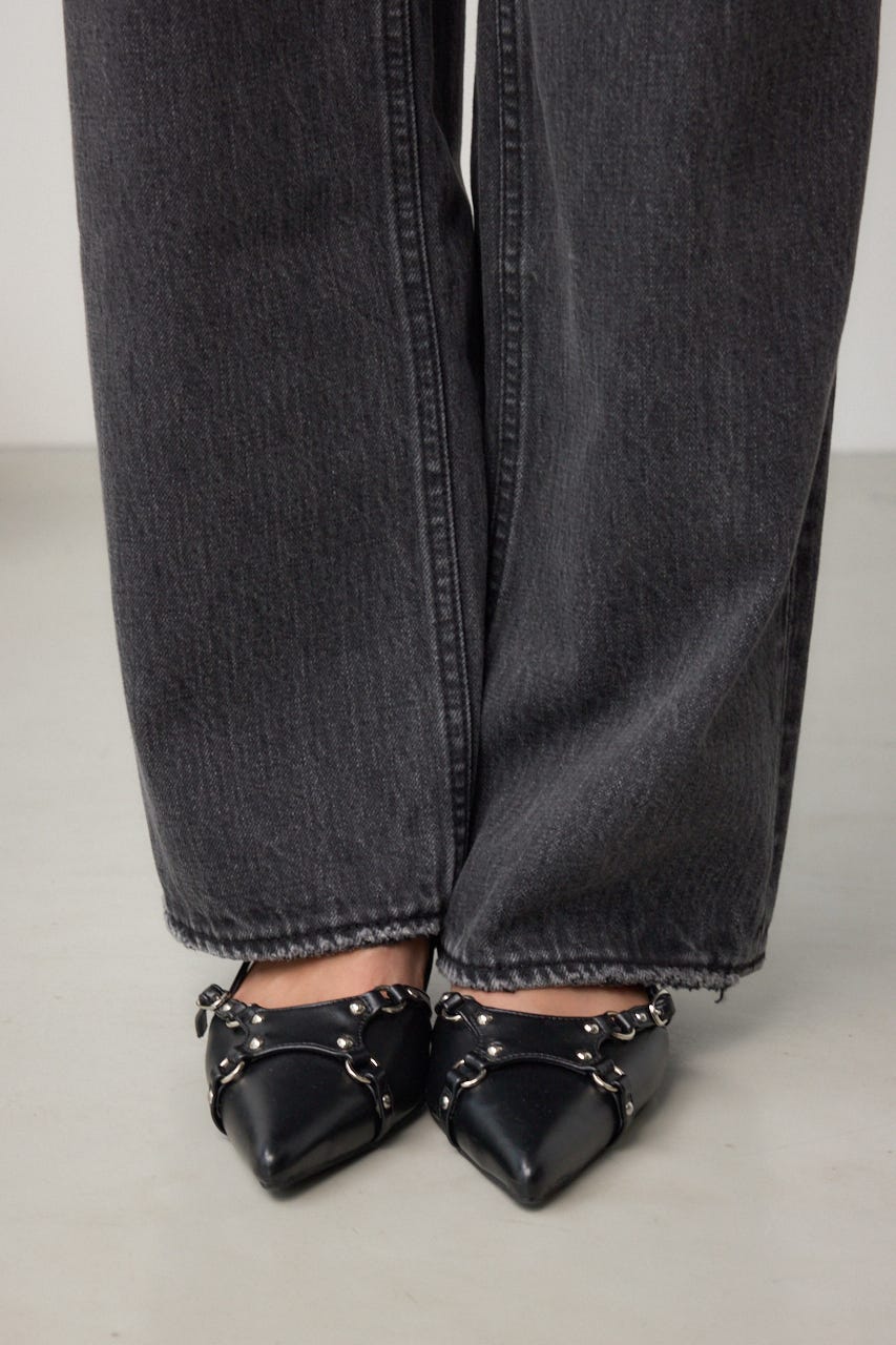 AZUL DENIM ハイウエストワイドロング丈 L/BLK S