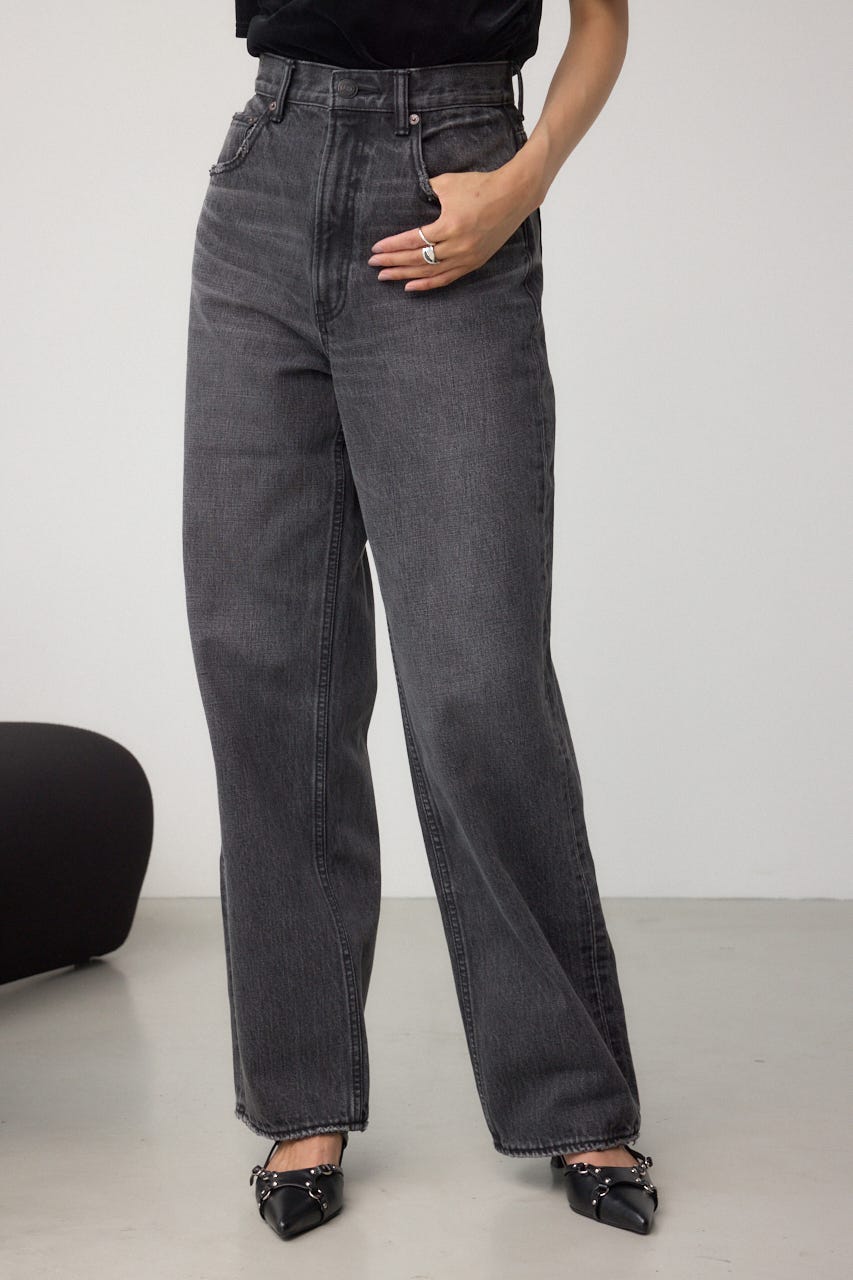 AZUL DENIM ハイウエストワイドロング丈 L/BLK S